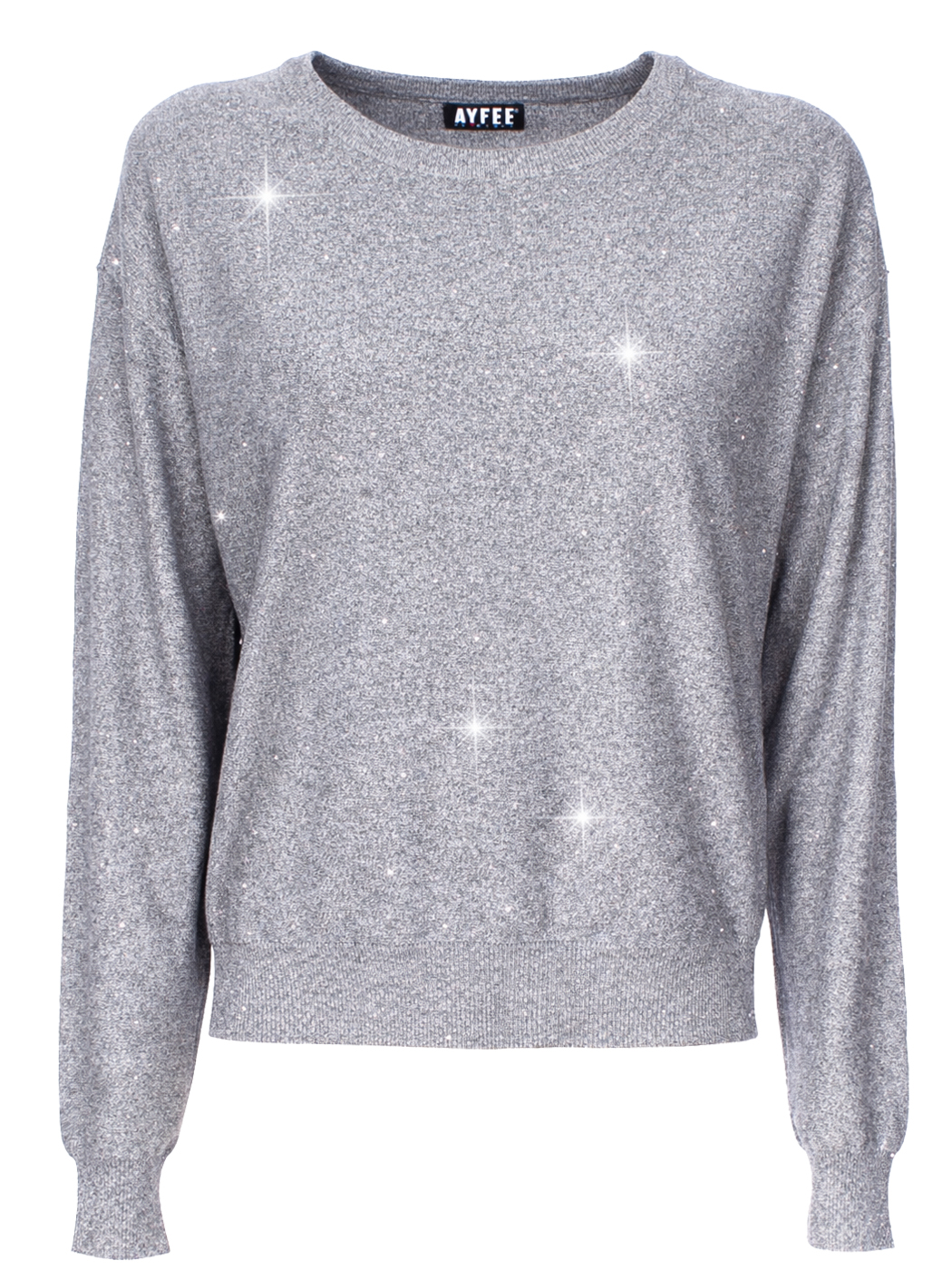 MAGLIA ROUND NECK DETTAGLIO STRASS,3 TG,45%VI 35%PL 20%PA,MADE IN PRC            - GREY